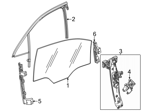 2024 Chevy Blazer EV Regulator, Front Door Window Regulator Diagram for 26347079