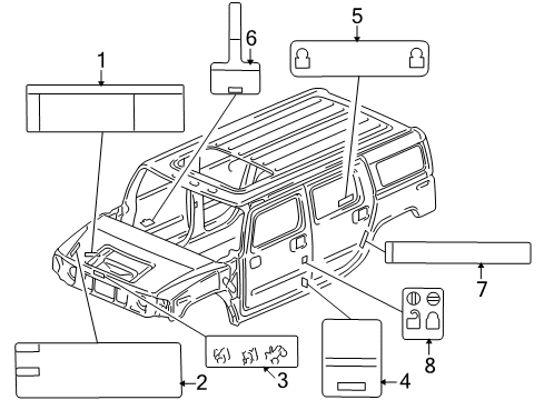 2004 Hummer H2 Info Label, Rear Diagram for 15043008