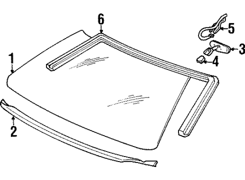 1997 Pontiac Grand Prix Glass - Windshield Diagram