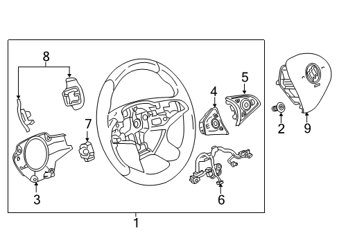 2019 Buick LaCrosse Steering Wheel, Black Diagram for 84667617