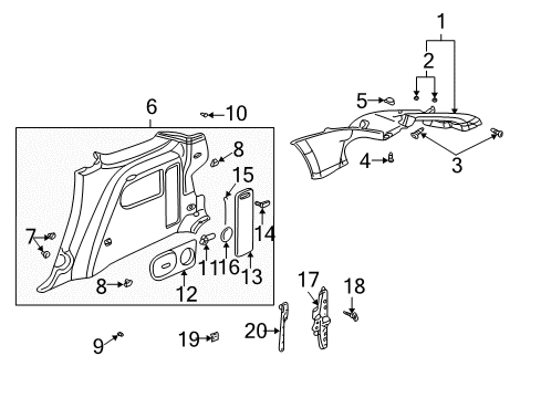 2004 Pontiac Aztek Interior Trim - Quarter Panels Diagram 3 - Thumbnail
