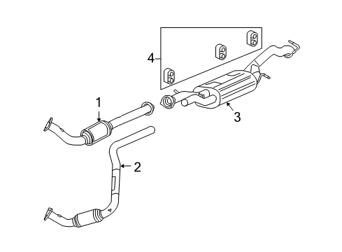 2004 Hummer H2 Catalytic Converter, Driver Side Diagram for 19420125