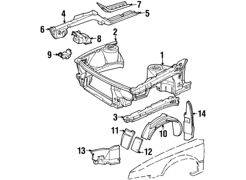 1988 Buick Reatta Stone Deflector, Lower Diagram for 1636755