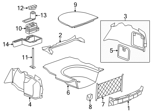 2013 Cadillac CTS Trunk Side Trim, Rear Driver Side Diagram for 22811831