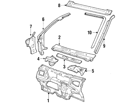 1987 Oldsmobile Cutlass Ciera Drip Molding, Black, Passenger Side Diagram for 20476362