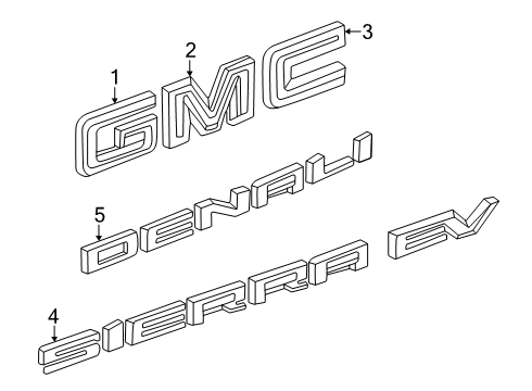 2024 GMC Sierra EV Exterior Trim - Tail Gate Diagram