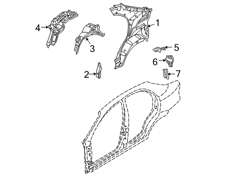 2006 Chevy Aveo Inner Structure - Quarter Panel Diagram 2 - Thumbnail