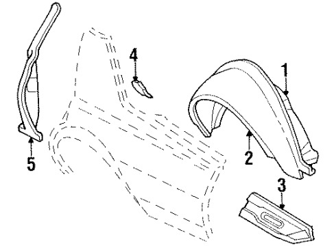 1987 Cadillac Brougham Inner Components - Quarter Panel Diagram