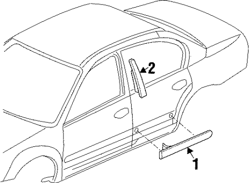 1997 Oldsmobile Cutlass Body Side Molding, Rear Center Driver Side Diagram for 22594617
