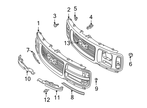 2002 GMC Savana 3500 Grille & Components Diagram