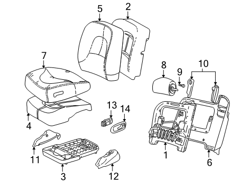 2005 Buick Park Avenue Seat Back Cover Diagram for 88951816
