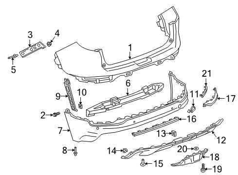 2021 GMC Terrain Lower Cover Rivet, Rear Diagram for 11546684