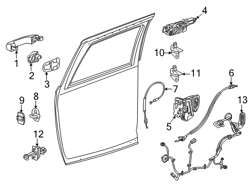 2024 Chevy Suburban Rear Door - Lock & Hardware Diagram