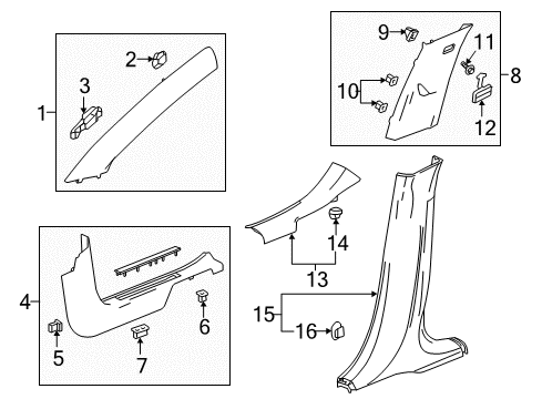 2023 Chevy Equinox Interior Trim - Pillars Diagram