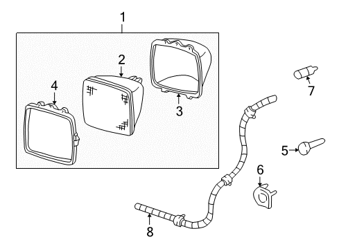 2000 Chevy K3500 Headlamp Components Diagram 2 - Thumbnail