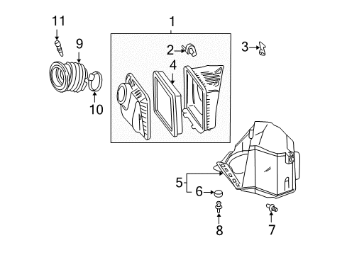 2005 Buick LeSabre Intake Duct Clamp, Front Diagram for 24507970