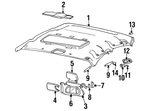 2001 Oldsmobile Aurora Sunvisor, Gray Diagram for 88954932