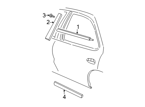 1999 Chevy Cavalier Exterior Trim - Rear Door Diagram