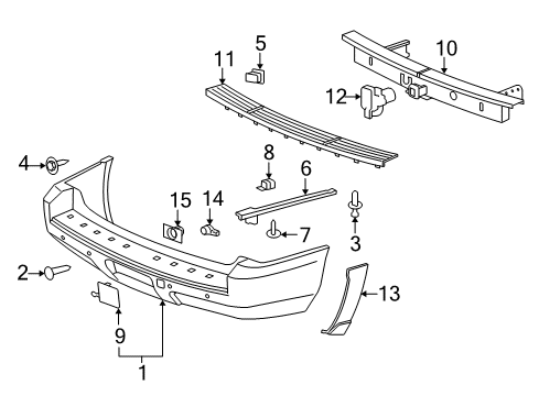 2008 Chevy Tahoe Bumper & Components - Rear Diagram 3 - Thumbnail