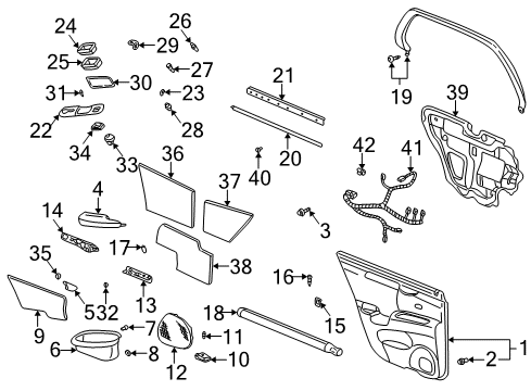 2005 Cadillac DeVille Interior Trim - Rear Door Diagram