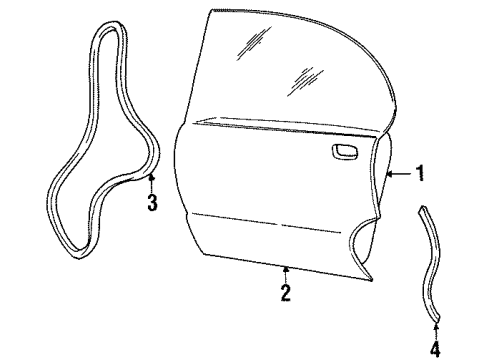 1994 Pontiac Bonneville Door Weatherstrip Diagram for 25606131