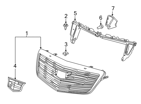 2018 Cadillac ATS Grille & Components Diagram 6 - Thumbnail