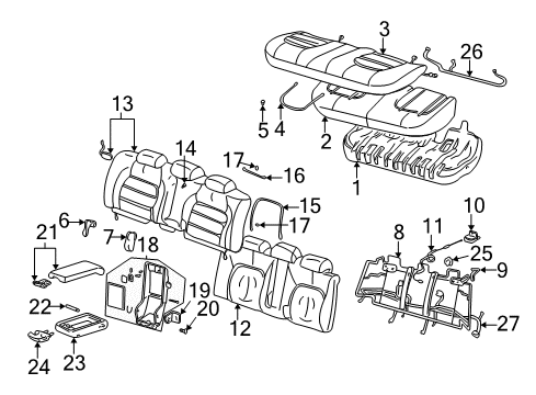 2005 Cadillac DeVille Seat Back Cover Diagram for 88957833