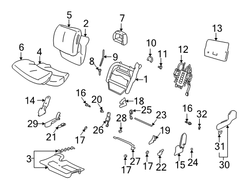 2002 Pontiac Bonneville Recliner, Front Driver Side Diagram for 12459507