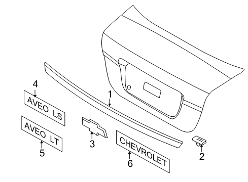 2007 Chevy Aveo Exterior Trim - Trunk Diagram
