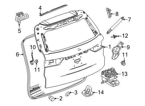 2025 Buick Enclave Bracket, Rear Compartment Lid Or Tail Gate Counter Balance Diagram for 26456801