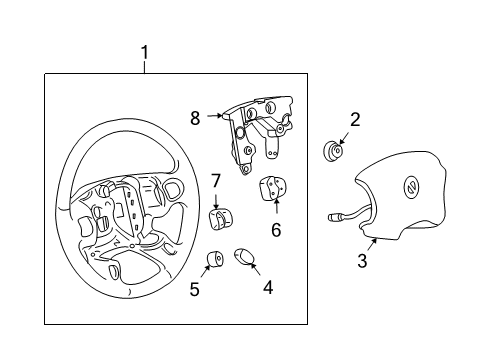 2002 Buick LeSabre Steering Wheel & Trim Diagram