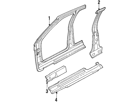 1985 Oldsmobile Firenza Rocker Panel Reinforcement, Passenger Side Diagram for 20710438