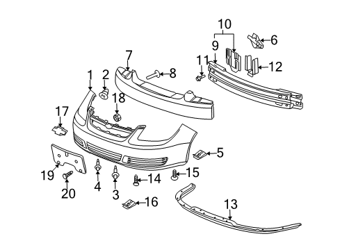 2007 Chevy Cobalt Bumper & Components - Front Diagram 2 - Thumbnail