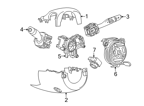 2024 Cadillac XT5 Shroud, Switches & Levers Diagram