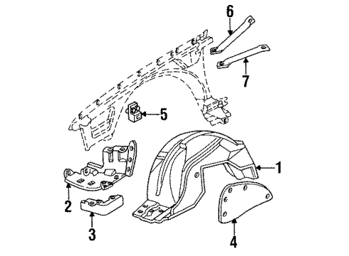 1992 Oldsmobile Custom Cruiser Inner Components - Fender Diagram