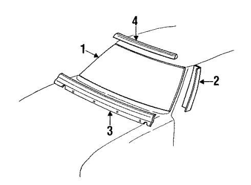 1987 Pontiac Bonneville Glass - Windshield Diagram