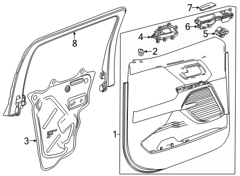 2024 Chevy Silverado EV Interior Trim - Rear Door Diagram
