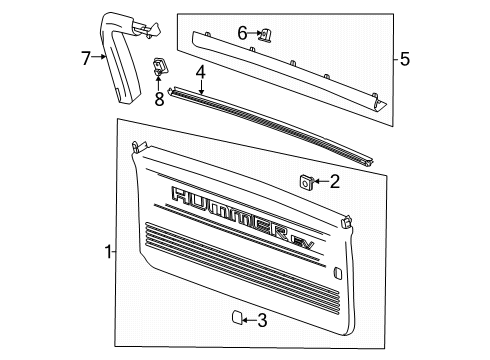 2024 GMC Hummer EV SUV Interior Trim - Back Door Diagram
