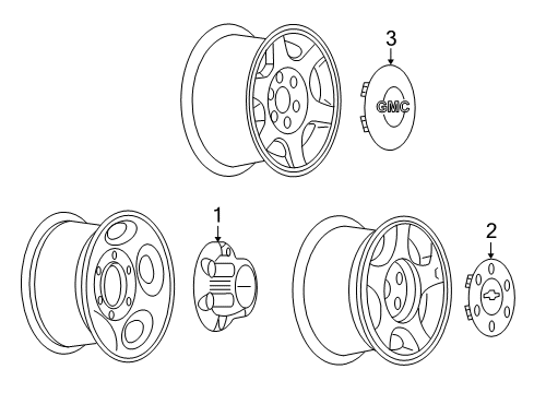 2007 Chevy Silverado 1500 Classic Wheel Covers & Trim Diagram 2 - Thumbnail