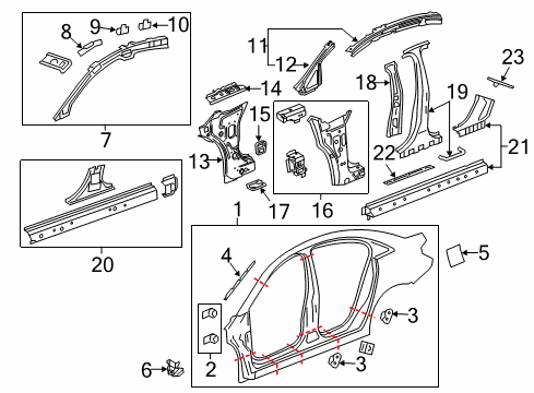 2013 Buick Verano Inner Rocker, Driver Side Diagram for 23232820