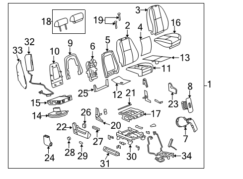 2012 GMC Sierra 2500 HD Seat Cover, Titanium, Front Diagram for 20779859