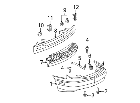 2004 Pontiac Sunfire Bumper Cover Retainer Diagram for 24205245