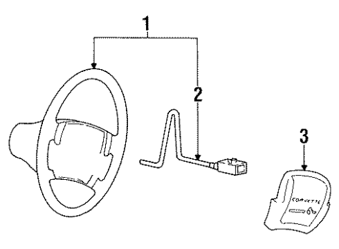 1993 Chevy Corvette Steering Wheel & Trim Diagram