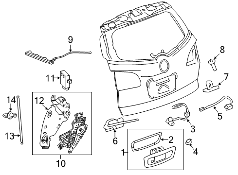 2010 Chevy Traverse Lift Gate - Lock & Hardware Diagram