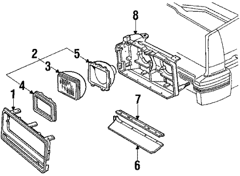 1985 Cadillac Eldorado Headlamp Components Diagram