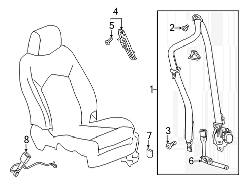 2024 GMC Hummer EV SUV Front Seat Belts Diagram
