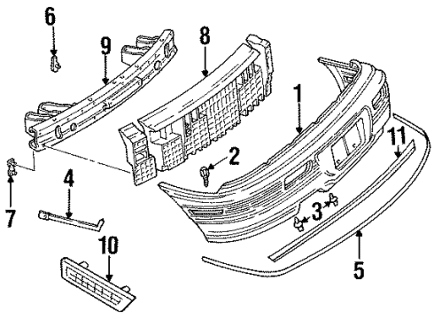 1992 Oldsmobile Achieva Bumper & Components - Rear Diagram