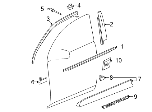 2011 GMC Terrain Lower Molding, Gray, Front Passenger Side Diagram for 23134746