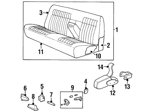 1993 Chevy K3500 Rear Seat Components Diagram