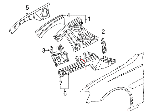 2009 Pontiac G8 Apron Panel Hole Cover Diagram for 92183918